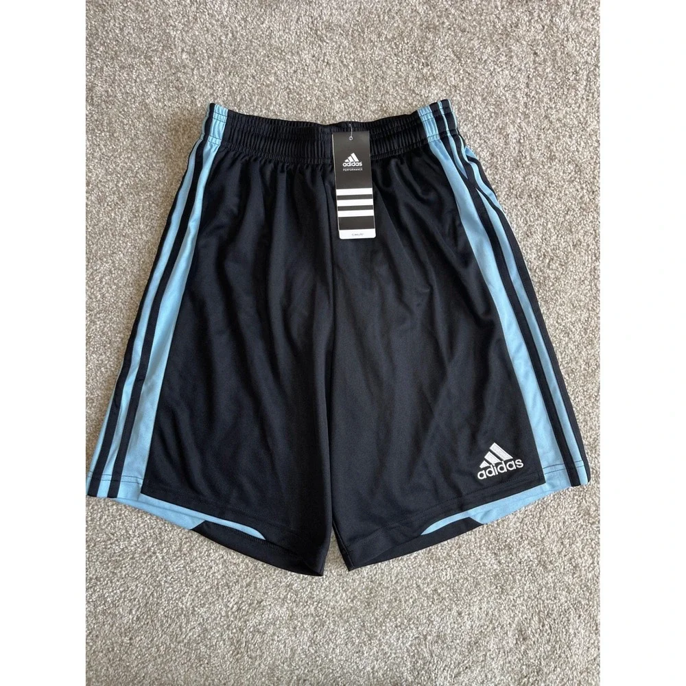 Adidas Performance Climalite Soccer Shorts Lined Black Blue Youth XL